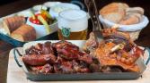 A real Czech feast - BBQ ribs and roast knee